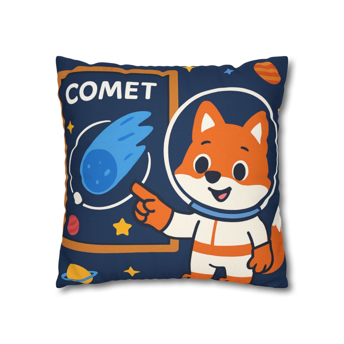 Comet Classroom With Curious Space Fox soft cotton pillow cases