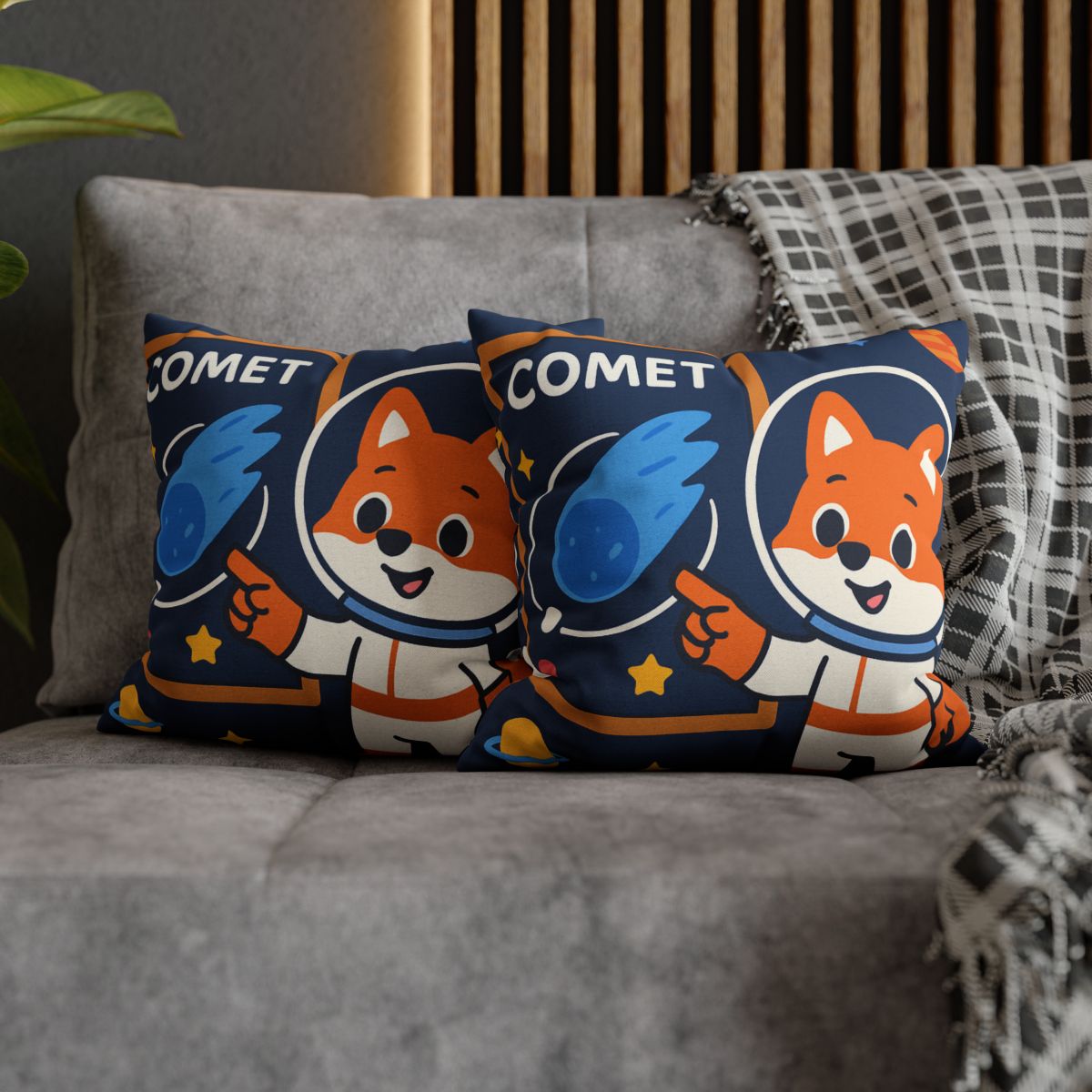 Comet Classroom With Curious Space Fox soft cotton pillow cases