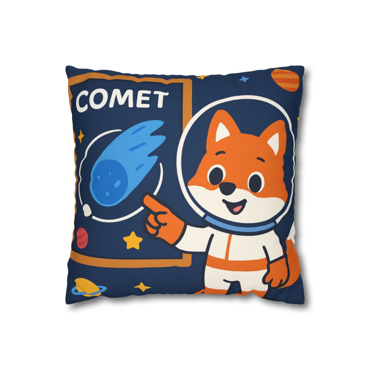 Comet Classroom With Curious Space Fox soft cotton pillow cases