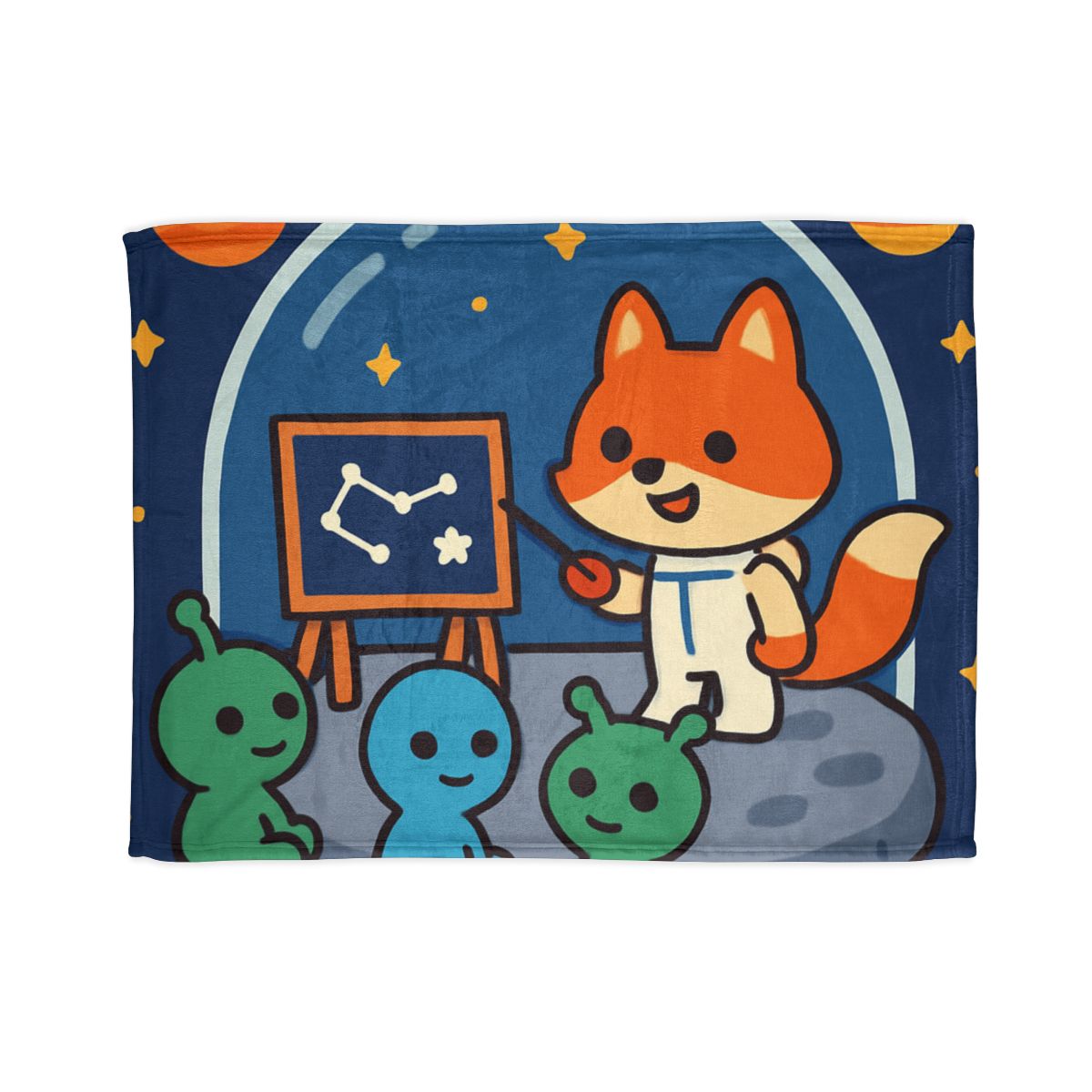 Comet Classroom With Curious Space Fox warm winter blankets