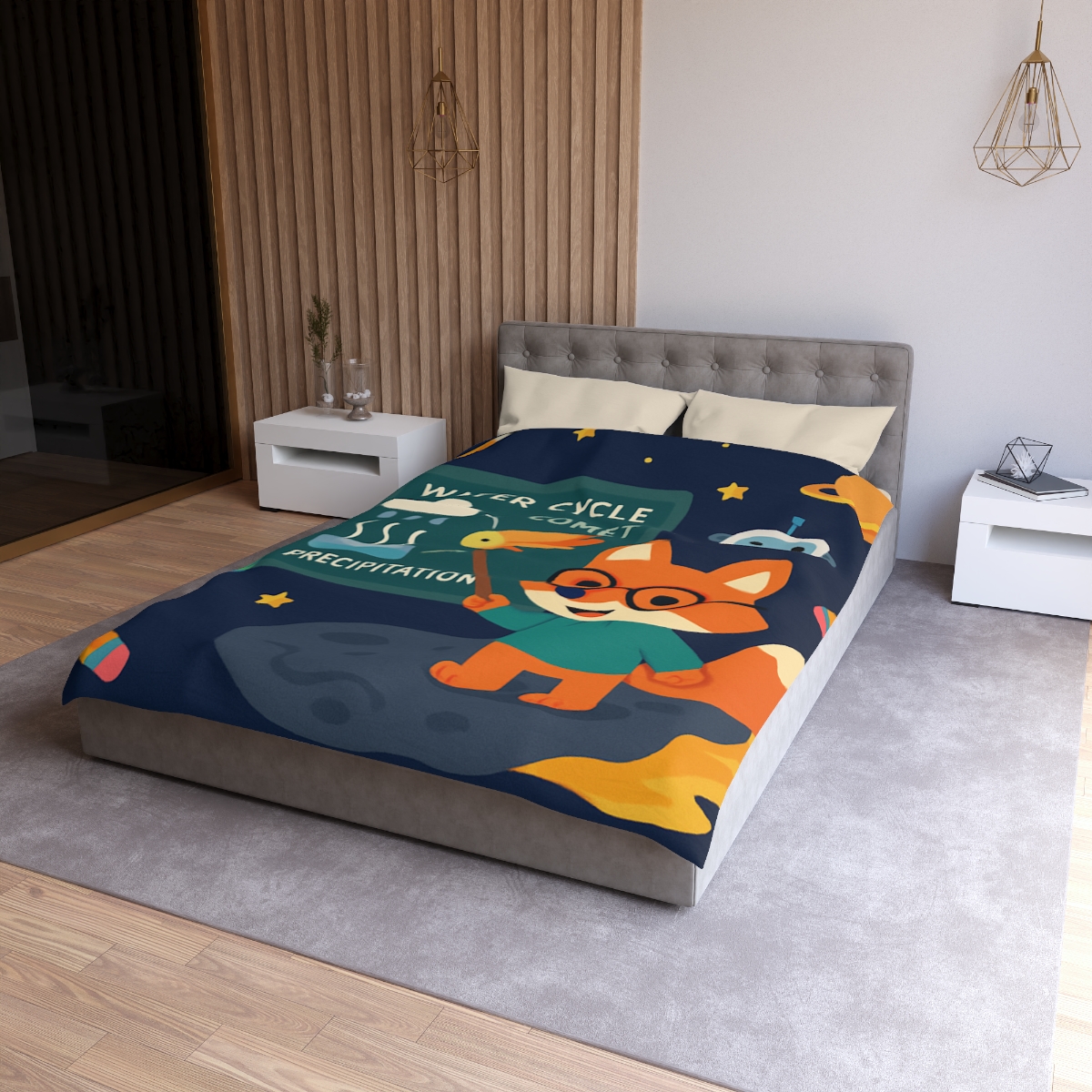 Comet Classroom With Professor Fox designer printed duvets