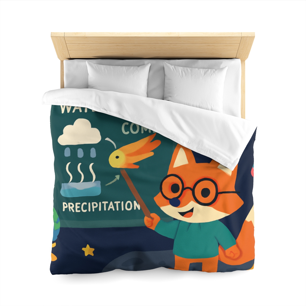 Comet Classroom With Professor Fox designer printed duvets