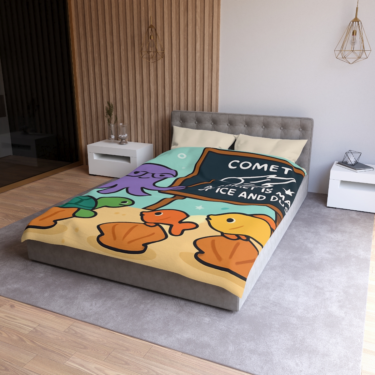 Comet Classroom With Professor Octopus soft comforter duvets