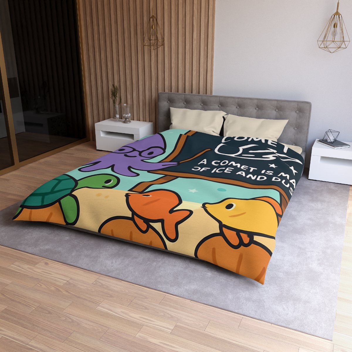 Comet Classroom With Professor Octopus soft comforter duvets