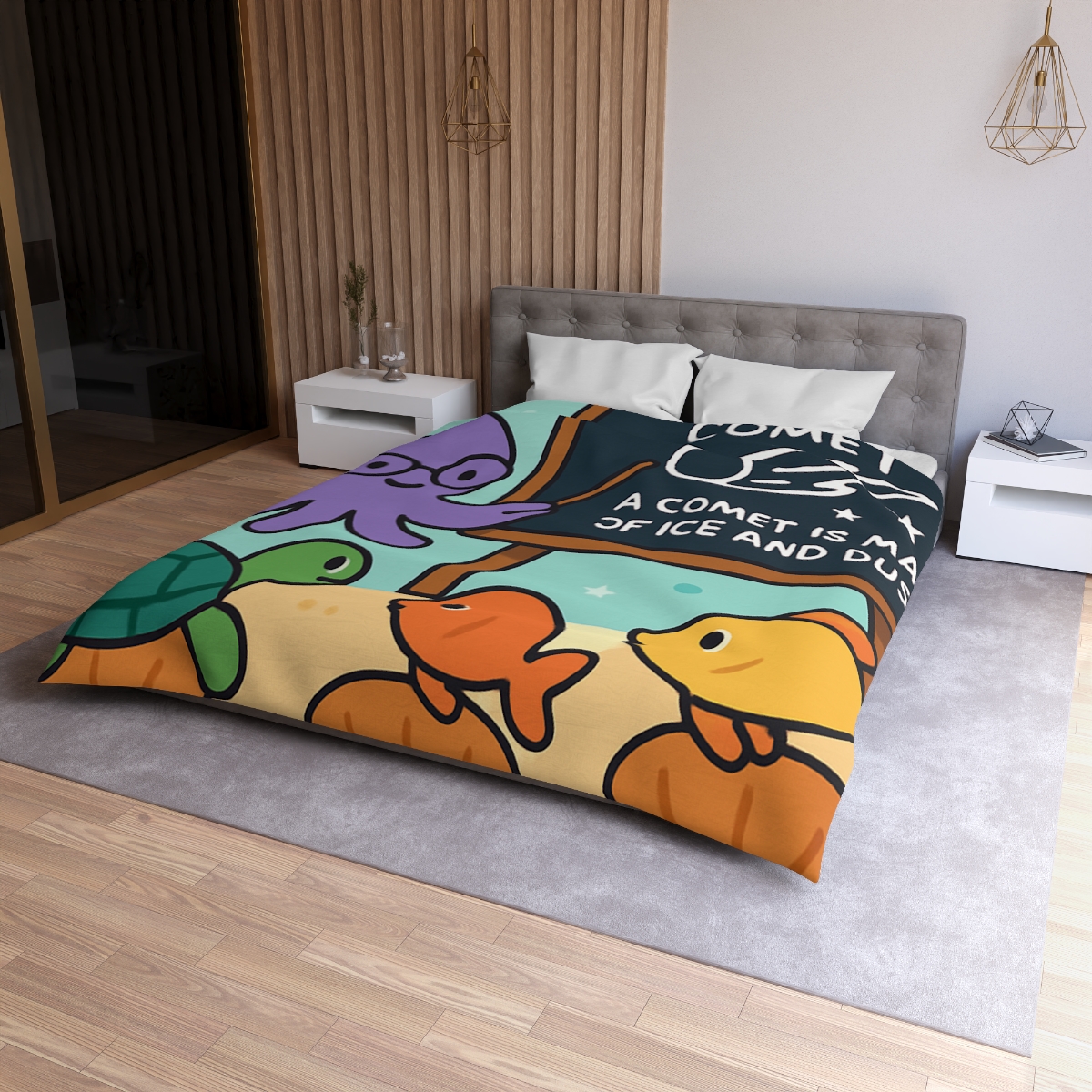 Comet Classroom With Professor Octopus soft comforter duvets