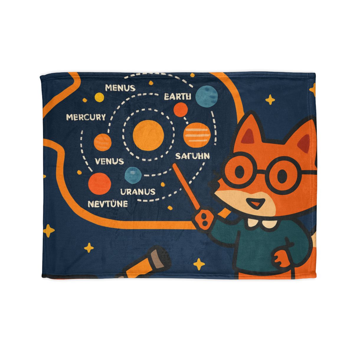 Comet Classroom With Star Map Fox personalized cozy blankets