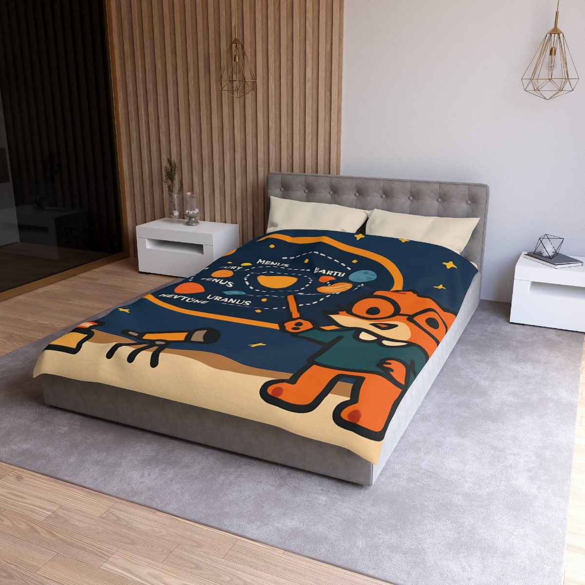 Comet Classroom With Star Map Fox unique patterned duvets