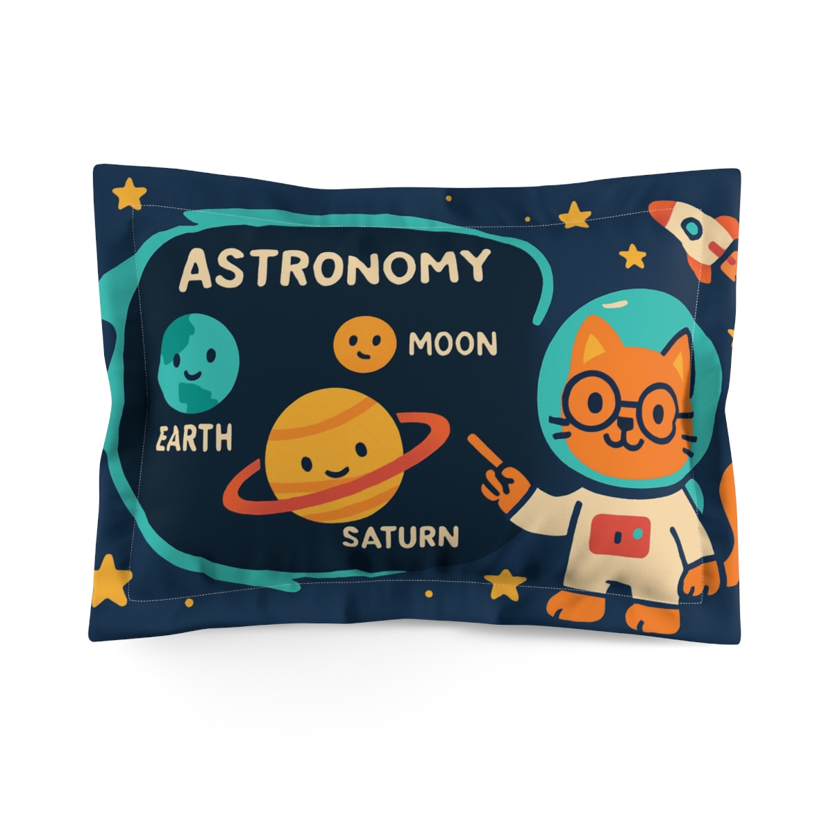 Comet Classroom With The Space Cat Teacher unique shape pillows