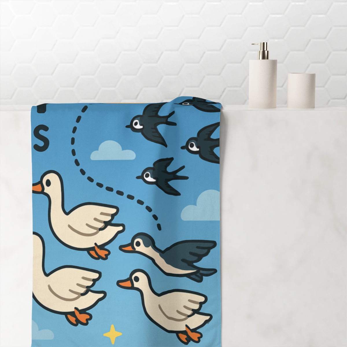 Comet Compass Migration Parade personalized bath towels