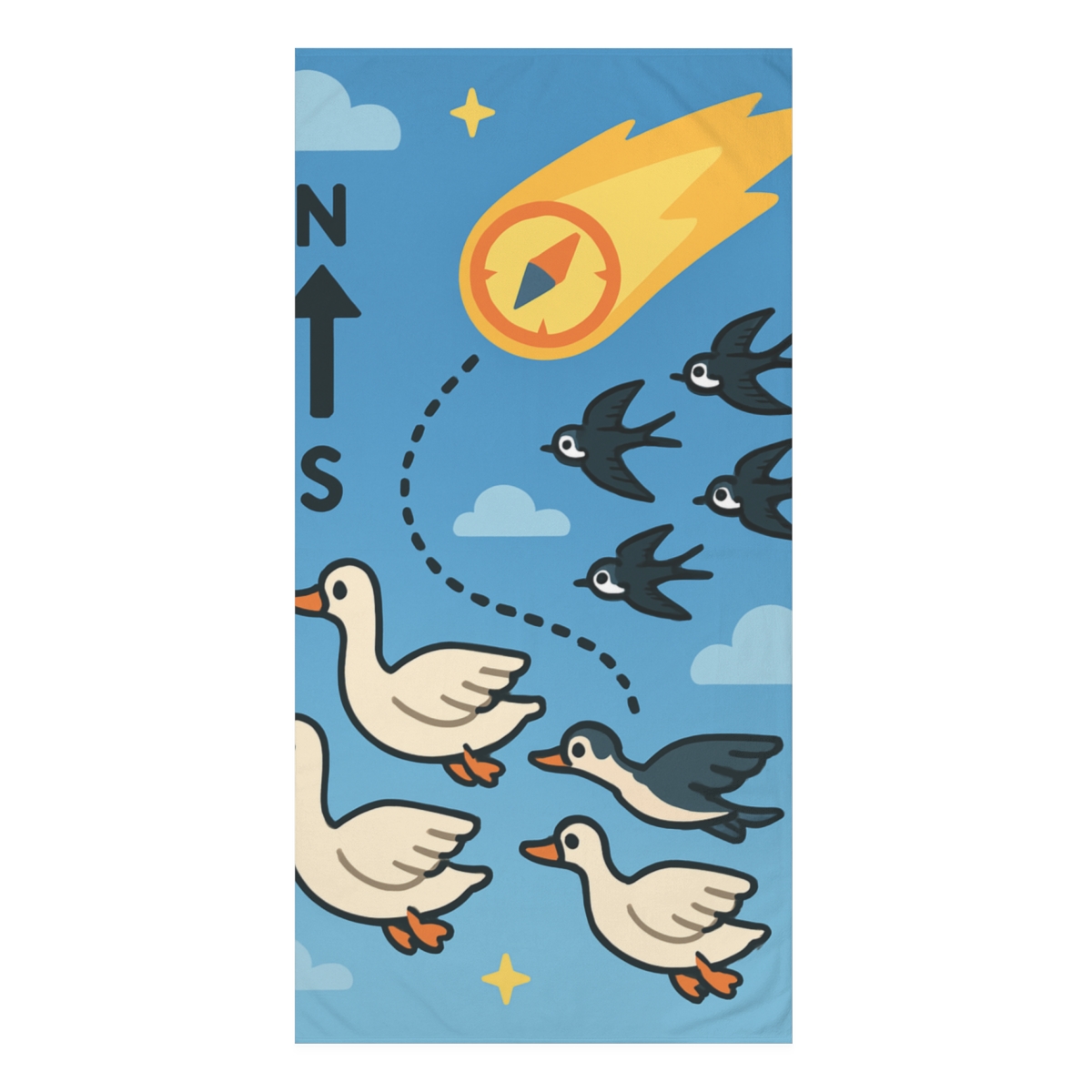 Comet Compass Migration Parade personalized bath towels
