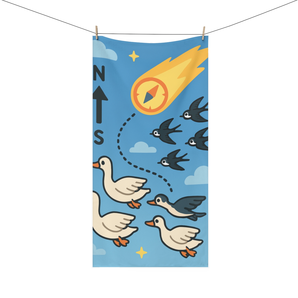 Comet Compass Migration Parade personalized bath towels