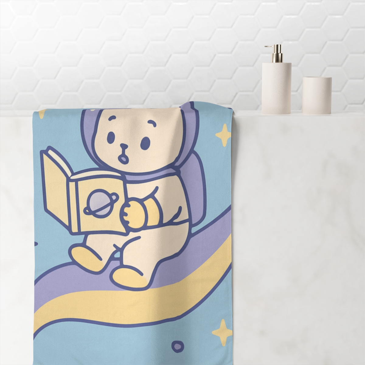 Comet Library Adventure designer printed towels