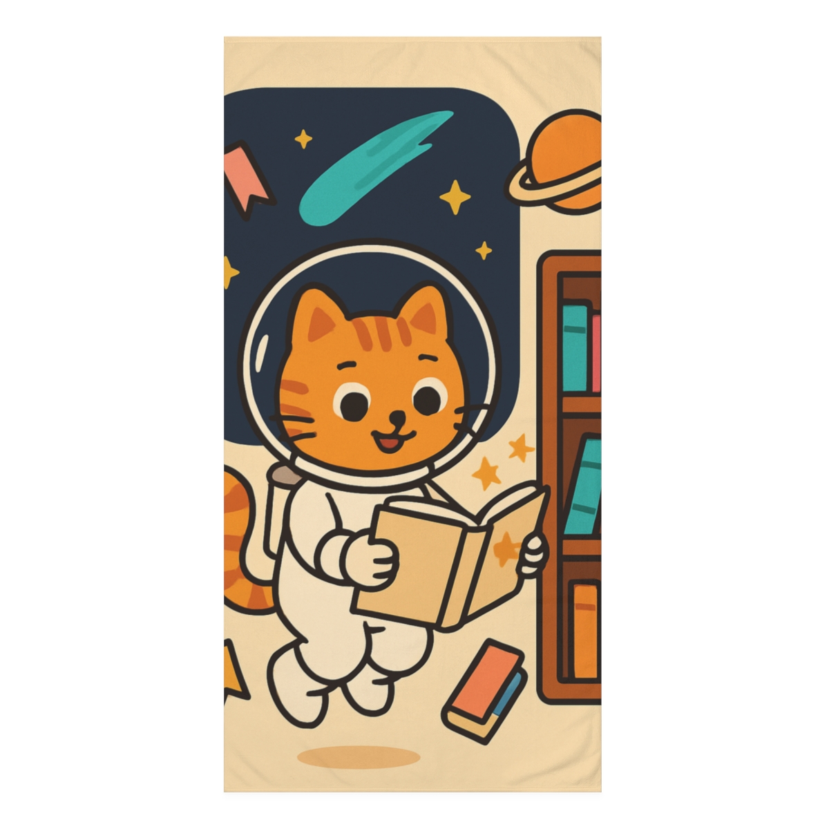 Comet Library Cat In Zero Gravity comfortable face towels