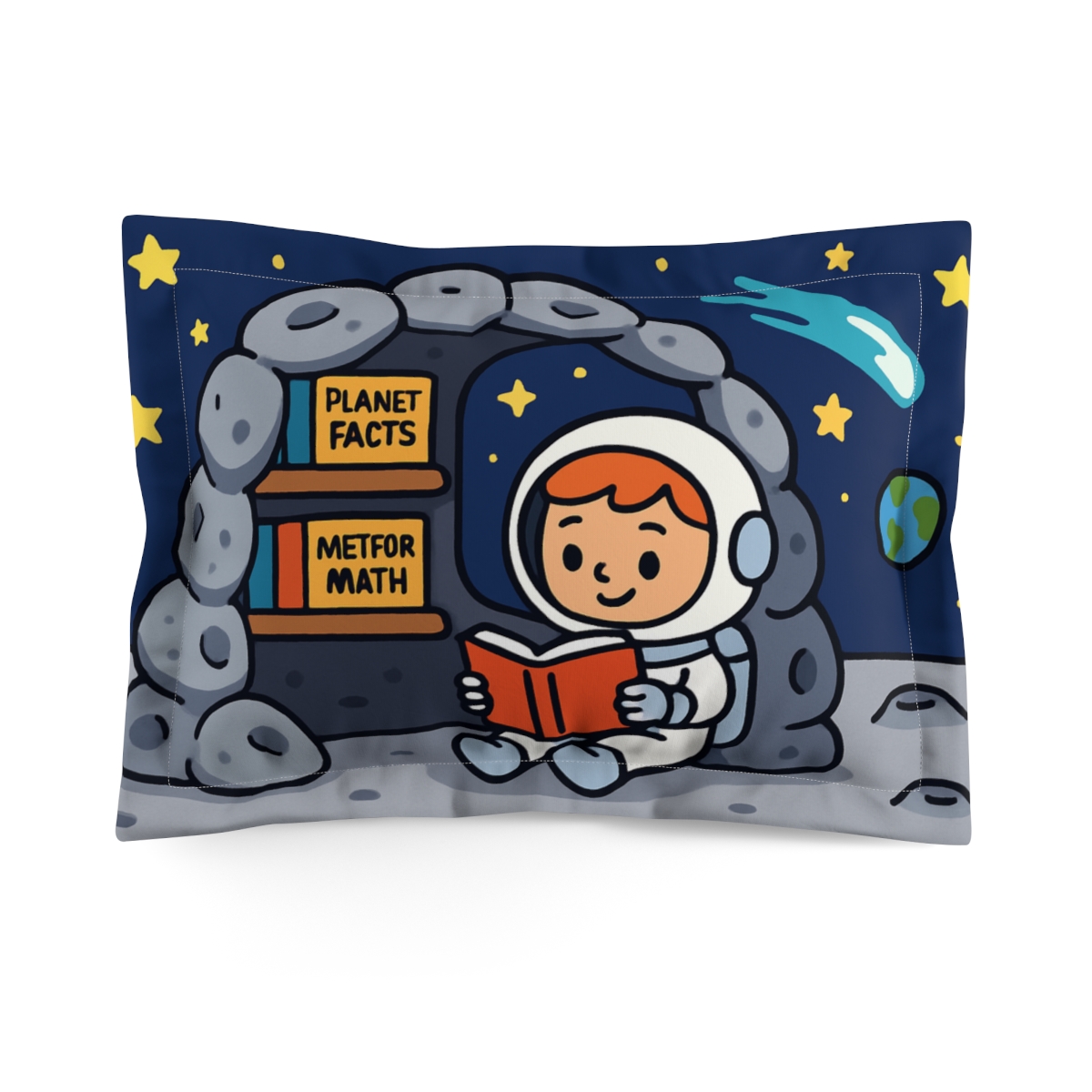 Comet Library On The Moon designer printed pillows