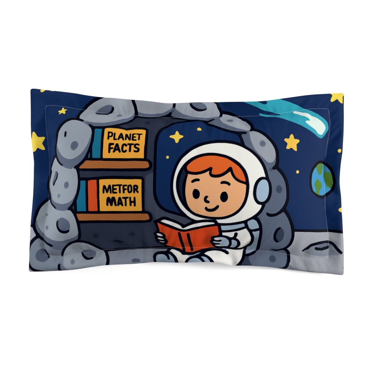 Comet Library On The Moon designer printed pillows
