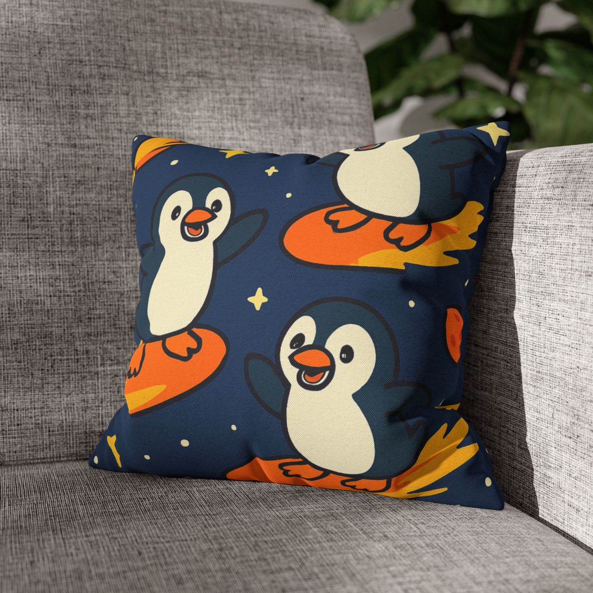 Comet Surfing Penguin Patrol comfortable bedding pillow covers