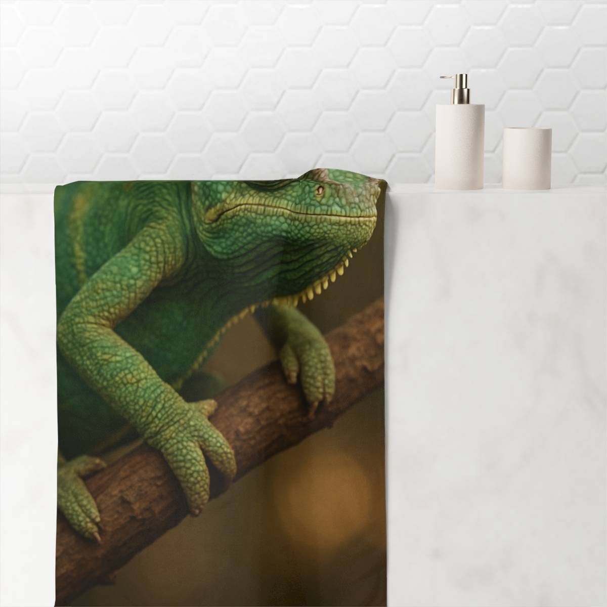 Comet Tail Veiled Chameleon designer printed towels