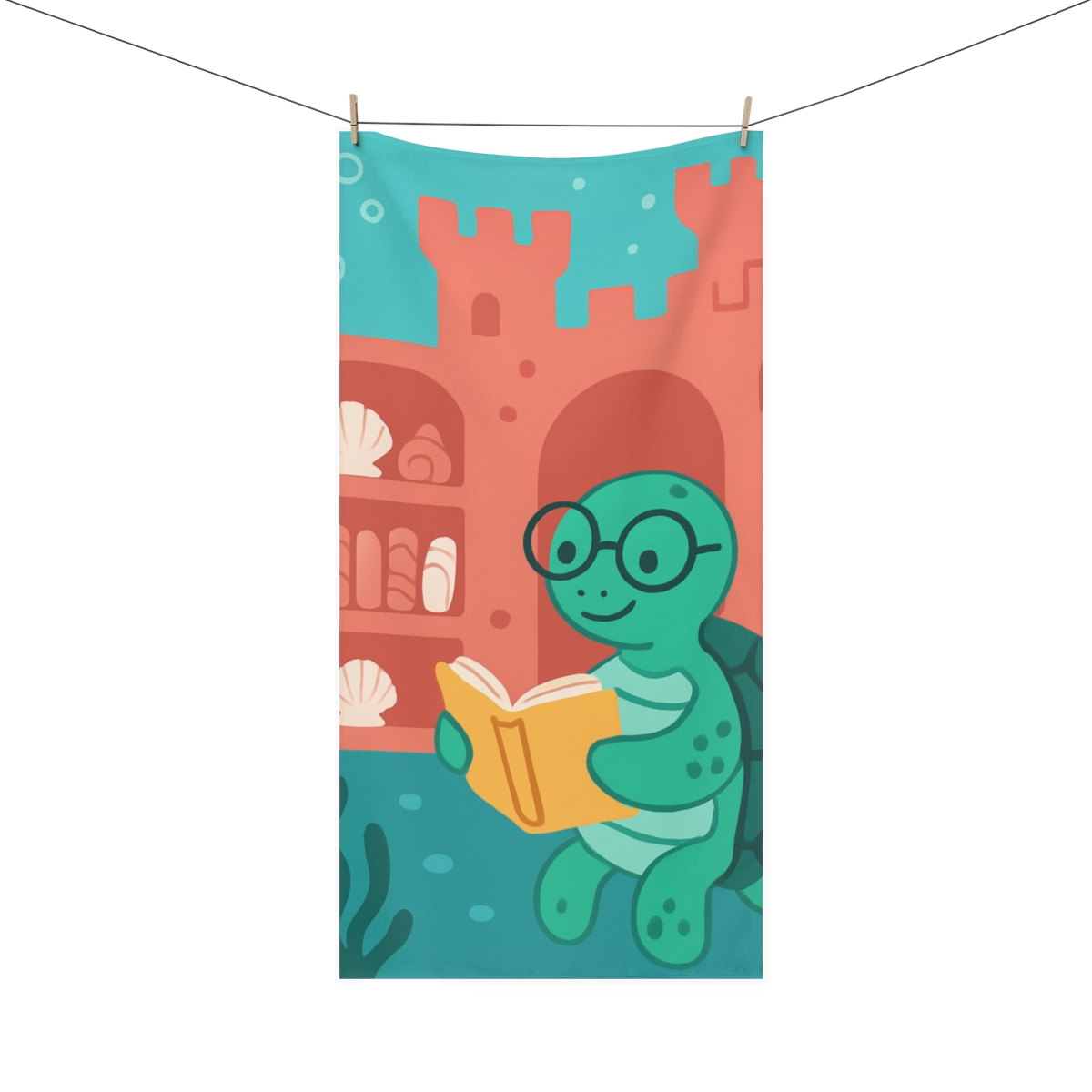 Coral Castle Sea Turtle Librarian personalized bath towels