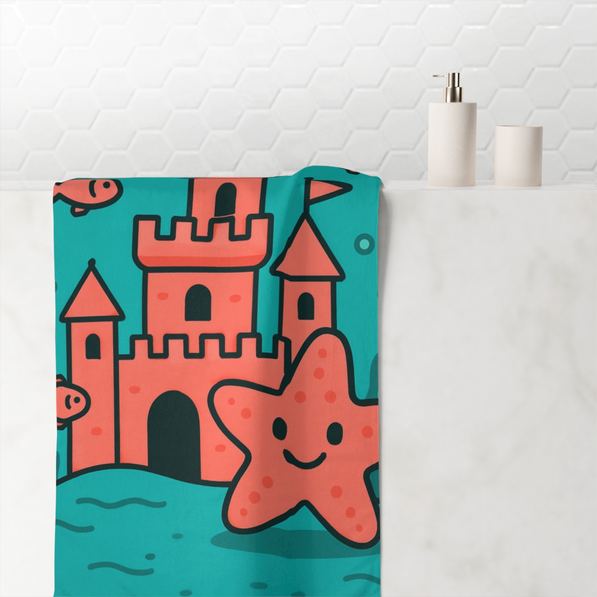 Coral Castle Starfish designer printed towels