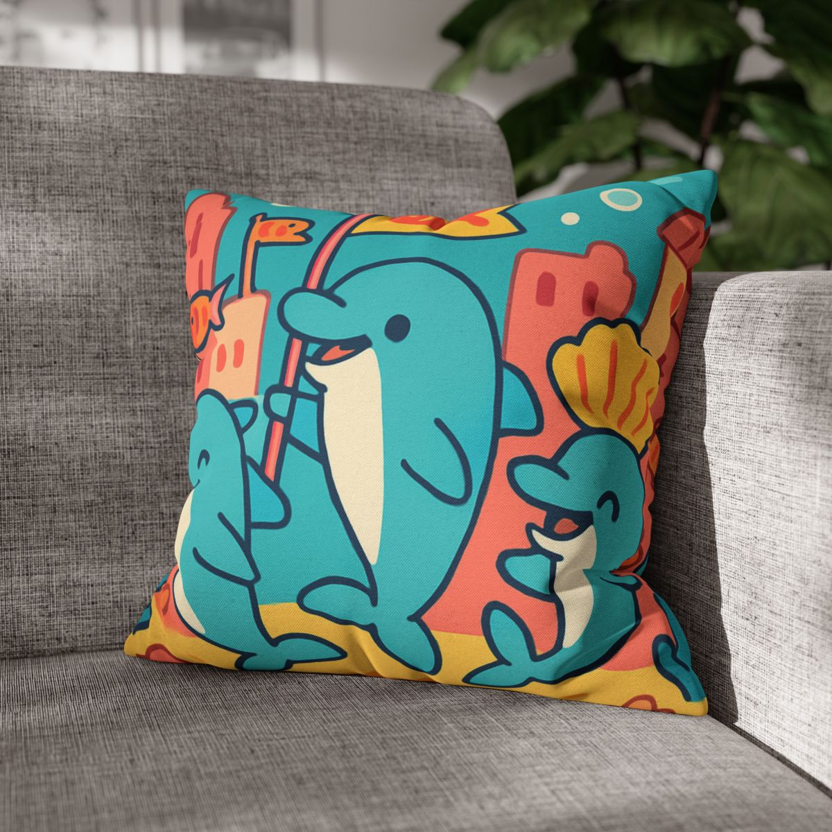 Coral City Dolphin Parade unique gift pillow cases