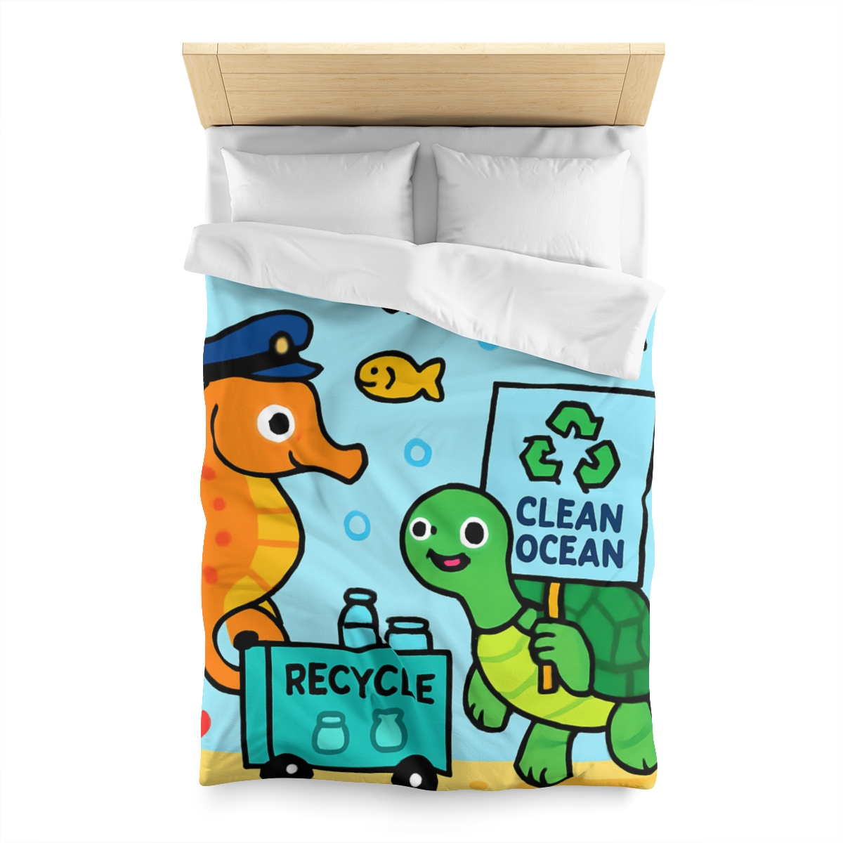 Coral City Recycling Parade With Captain Seahorse personalized bedding duvets