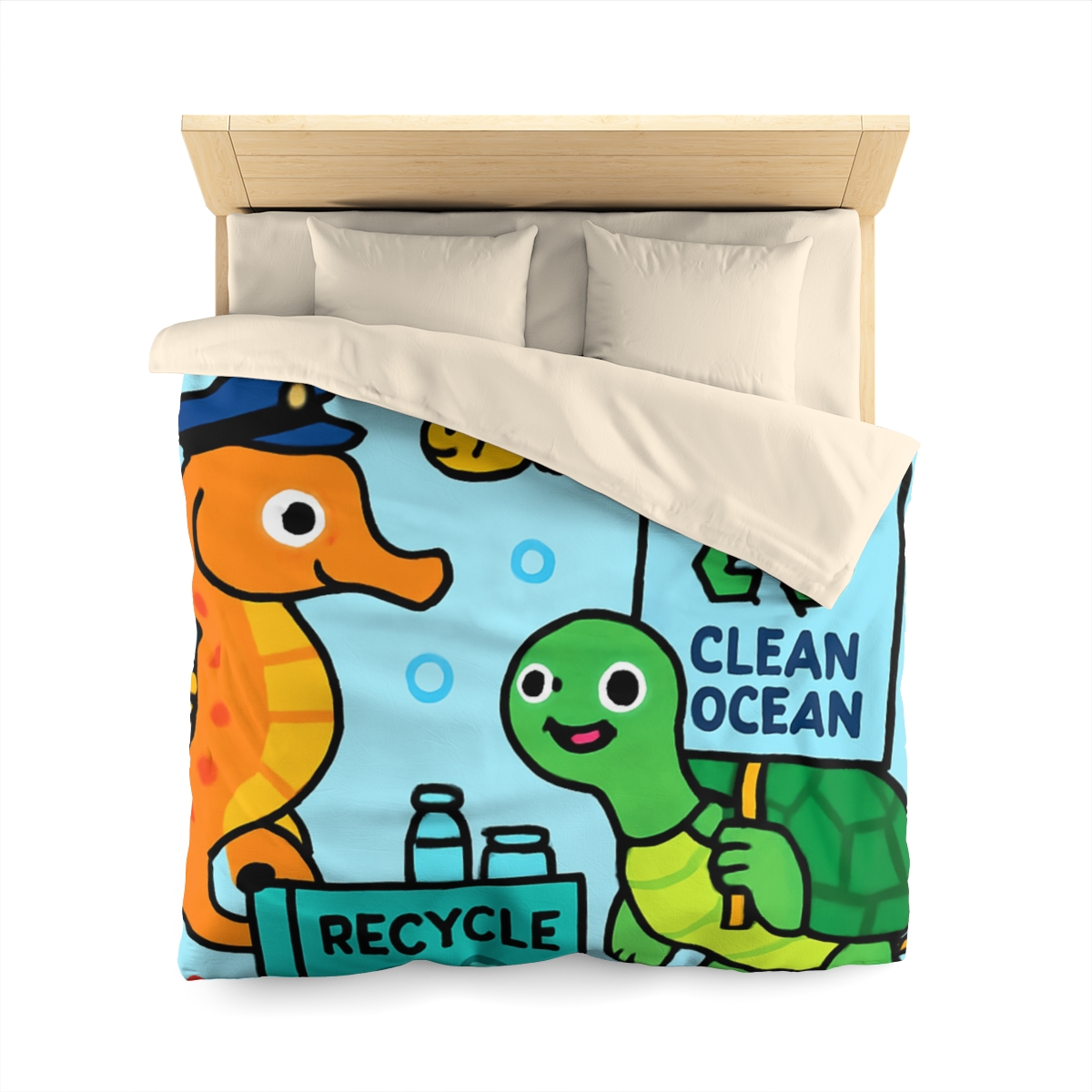 Coral City Recycling Parade With Captain Seahorse personalized bedding duvets