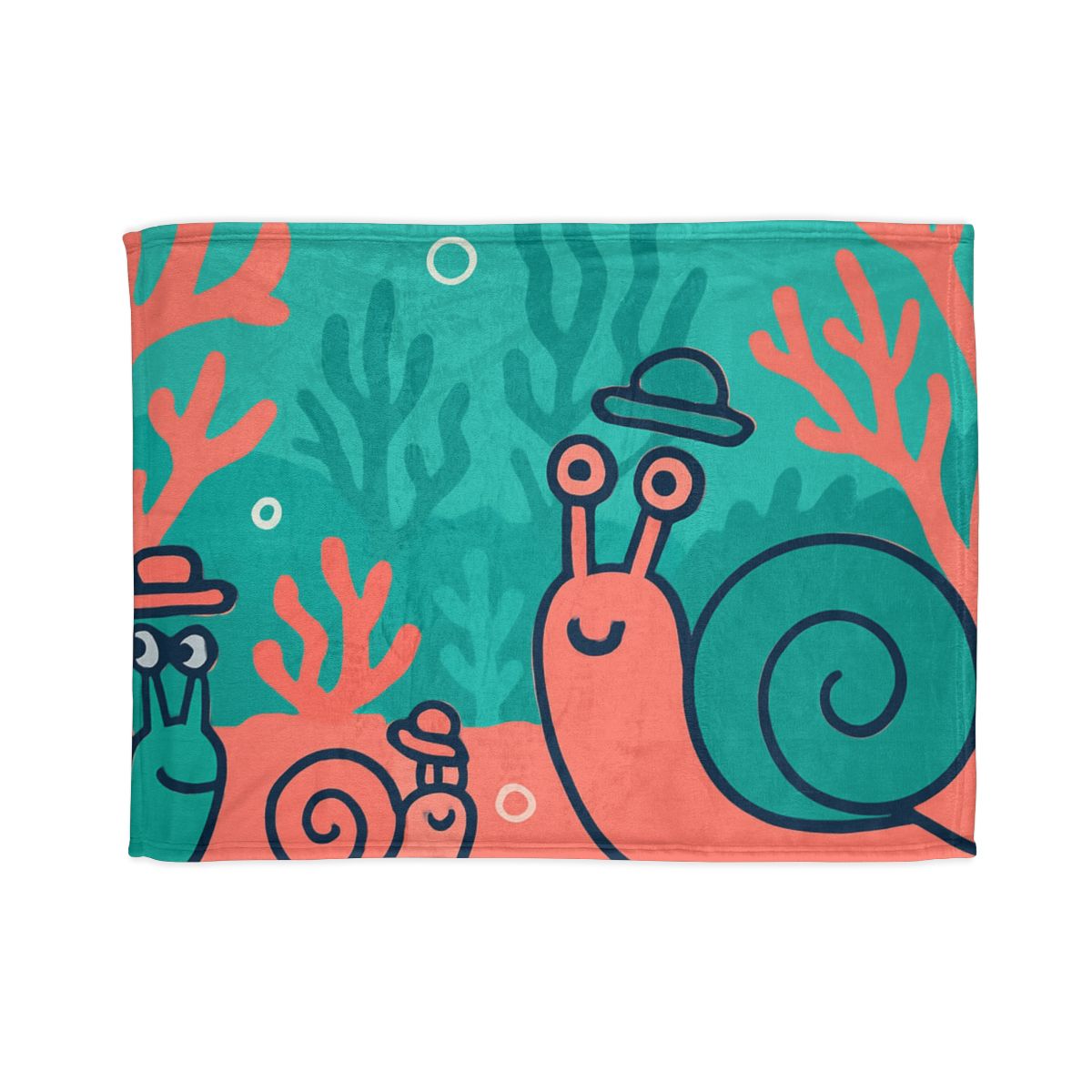 Coral City Snail Parade designer printed blankets