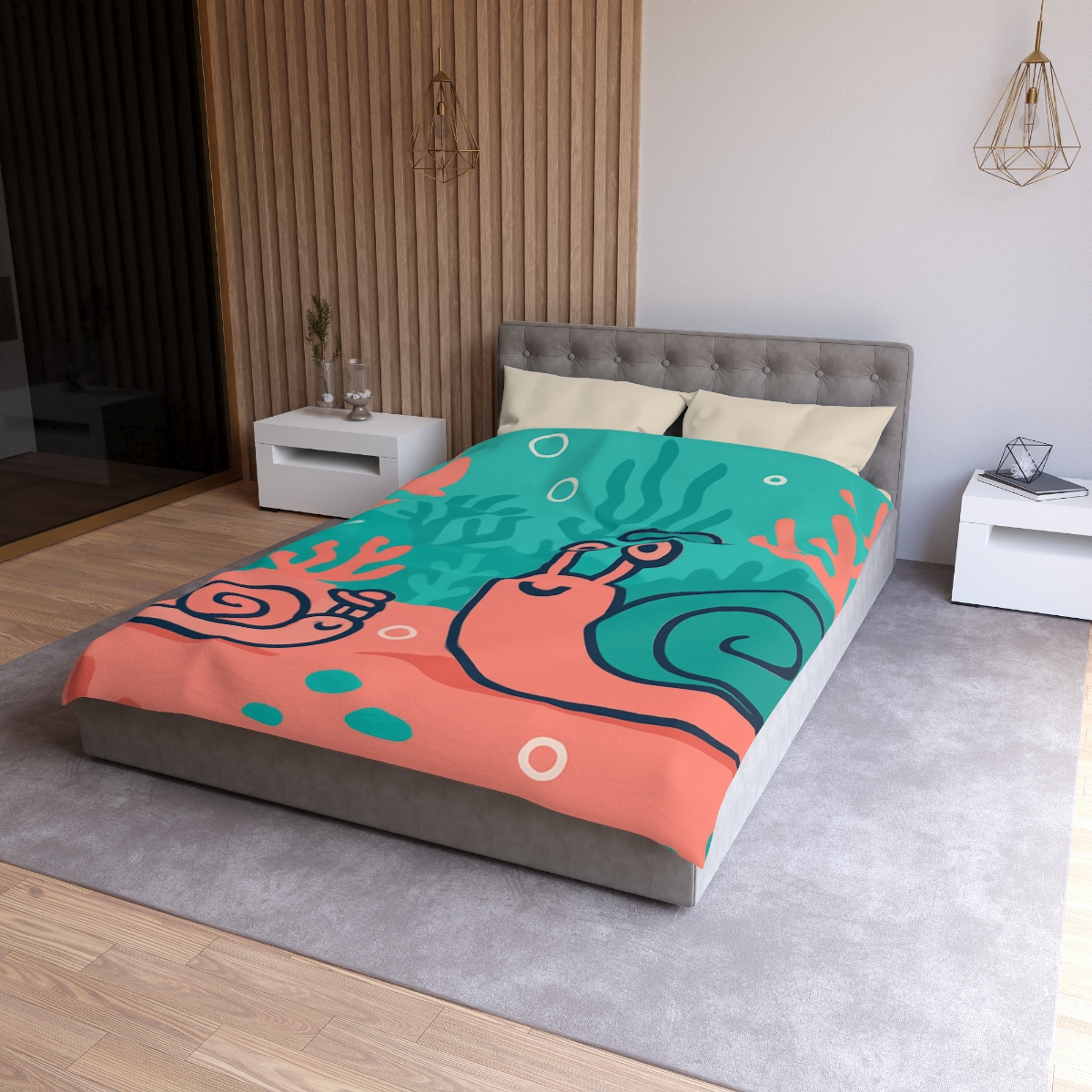 Coral City Snail Parade trendy bedroom duvets