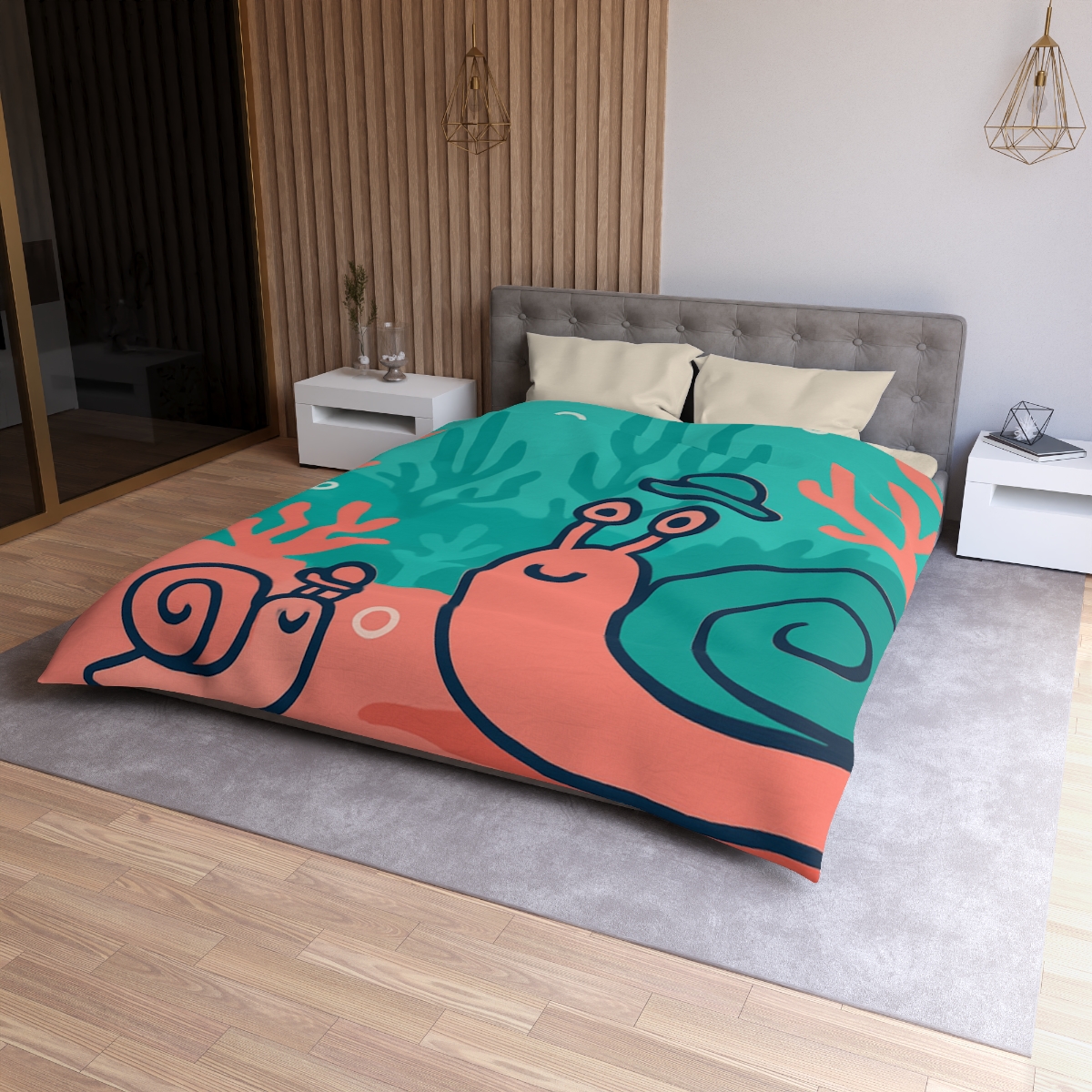 Coral City Snail Parade trendy bedroom duvets