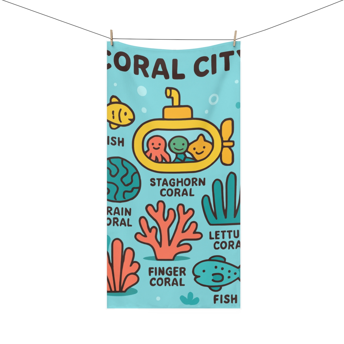 Coral City Submarine Tour unique gift towels