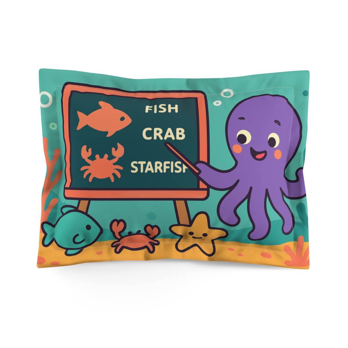 Coral Classroom Octopus personalized decorative pillows