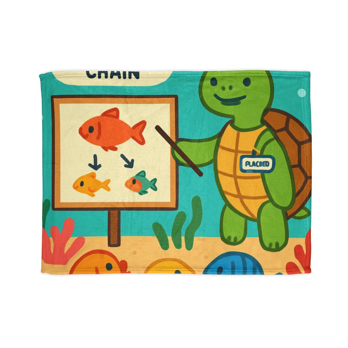 Coral Classroom Sea Turtle Guide personalized cozy blankets