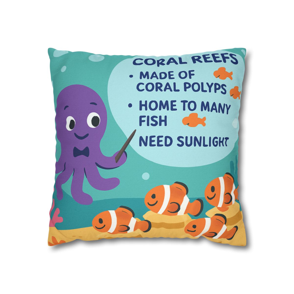 Coral Classroom With Professor Octopus stylish decorative pillowcases