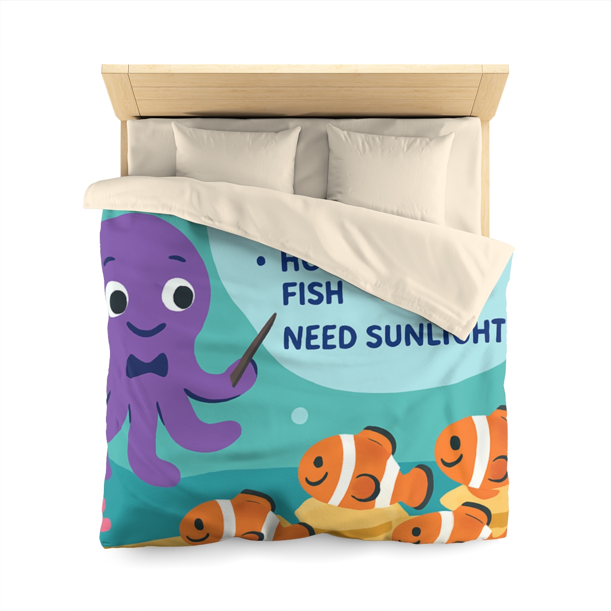 Coral Classroom With Professor Octopus soft comforter duvets