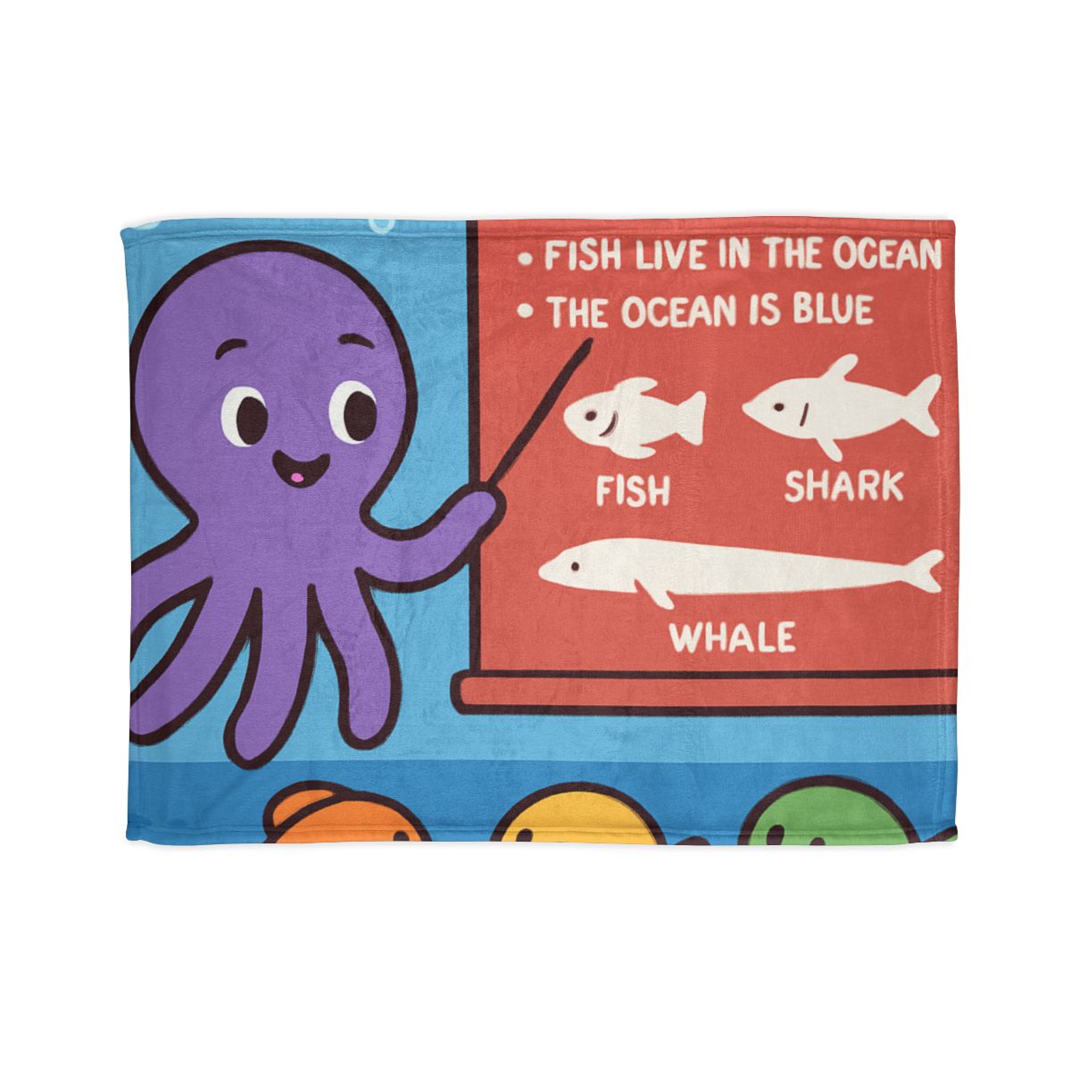 Coral Classroom With Professor Octopus decorative home blankets