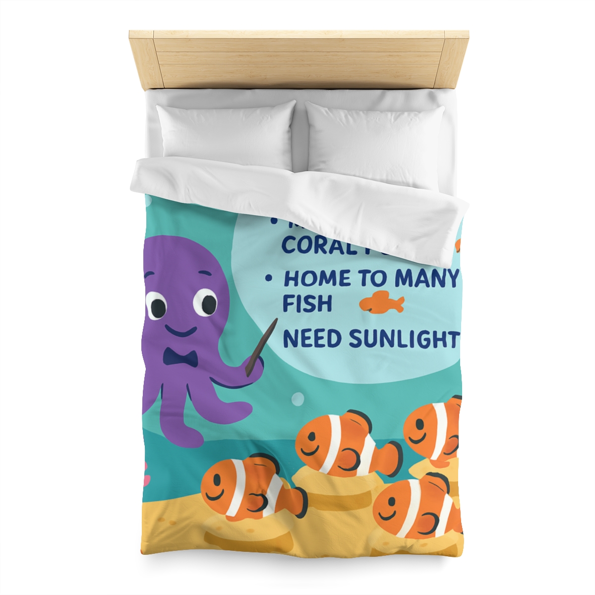 Coral Classroom With Professor Octopus soft comforter duvets