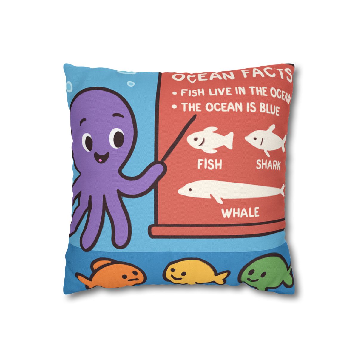 Coral Classroom With Professor Octopus soft cotton pillow cases