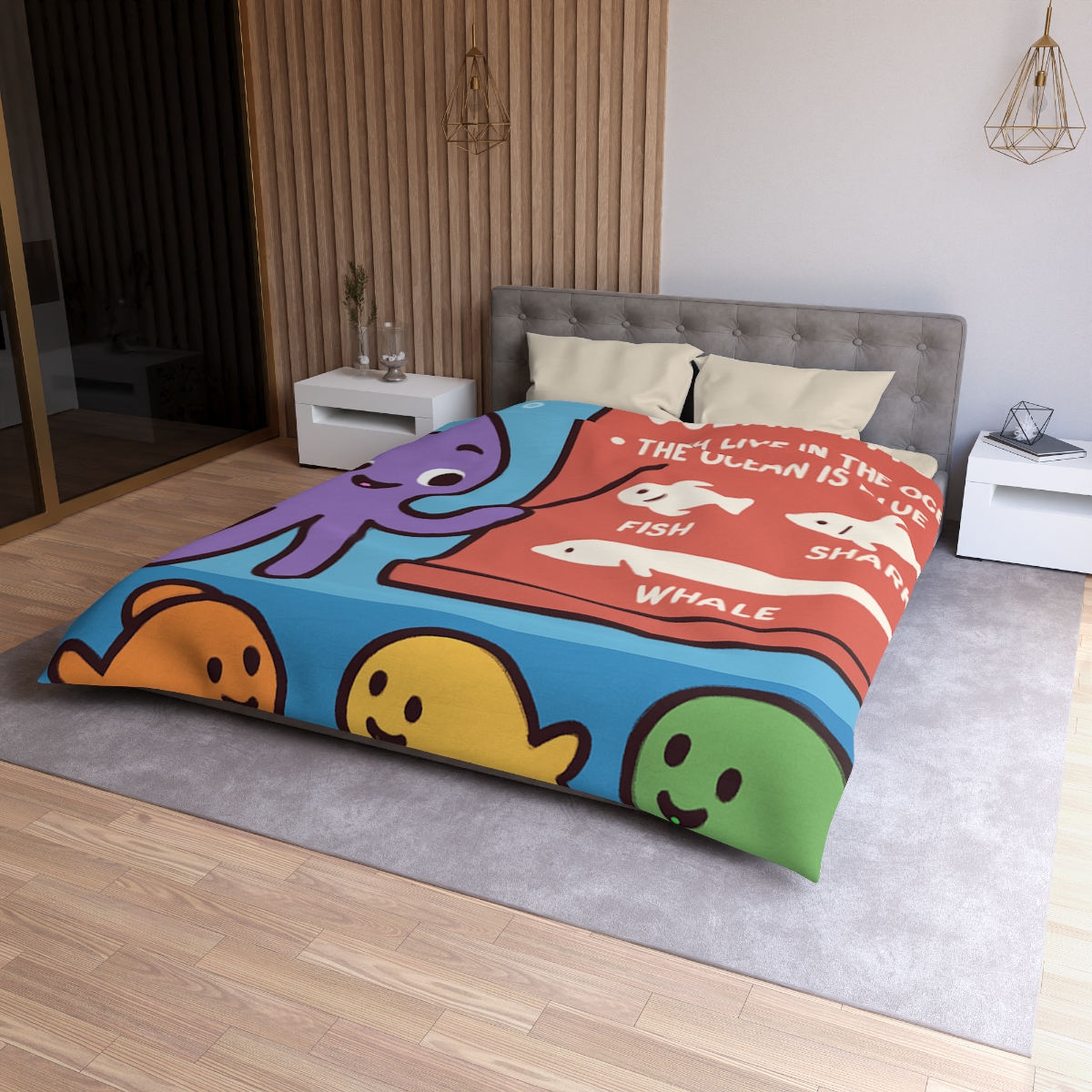 Coral Classroom With Professor Octopus designer printed duvets