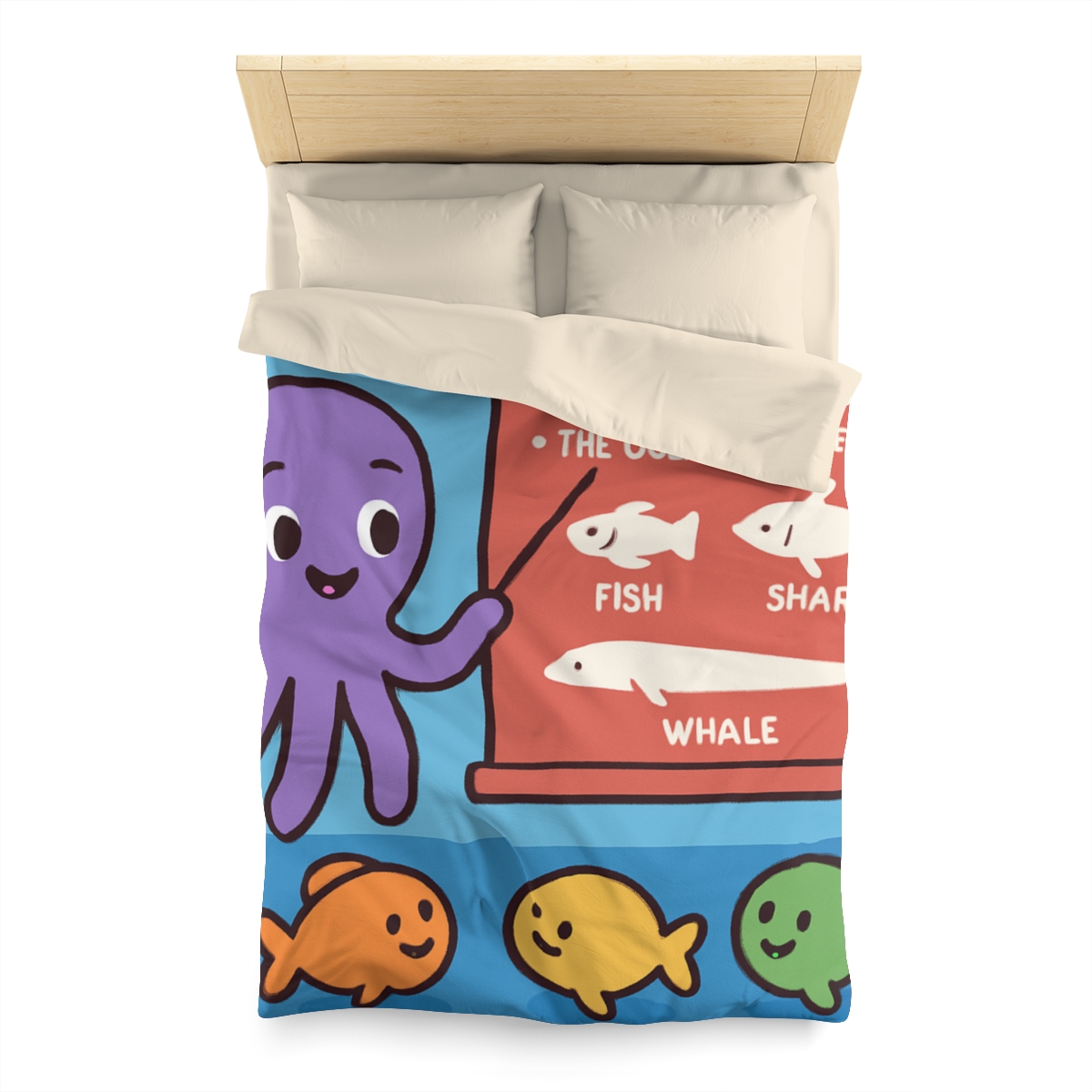 Coral Classroom With Professor Octopus designer printed duvets