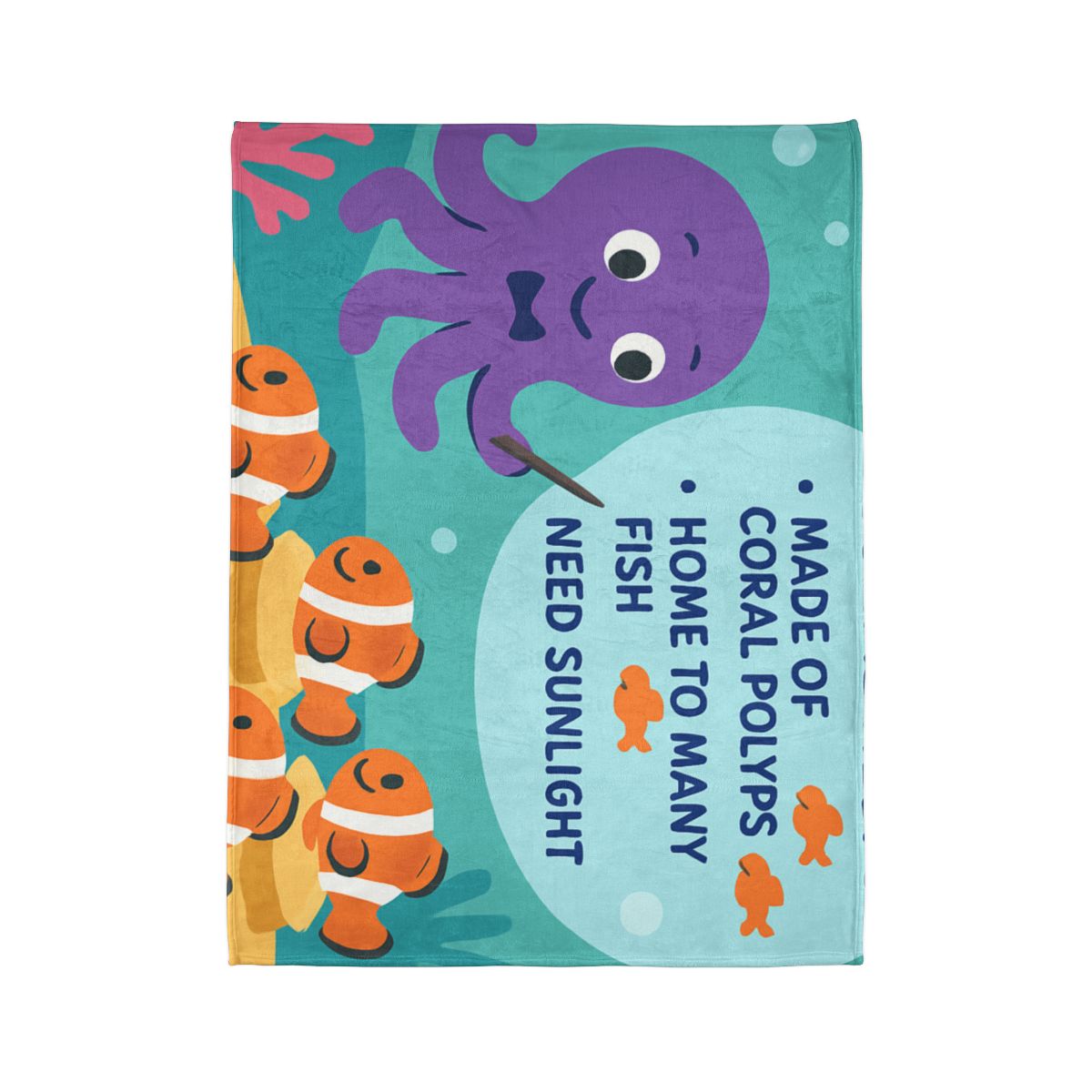 Coral Classroom With Professor Octopus warm winter blankets