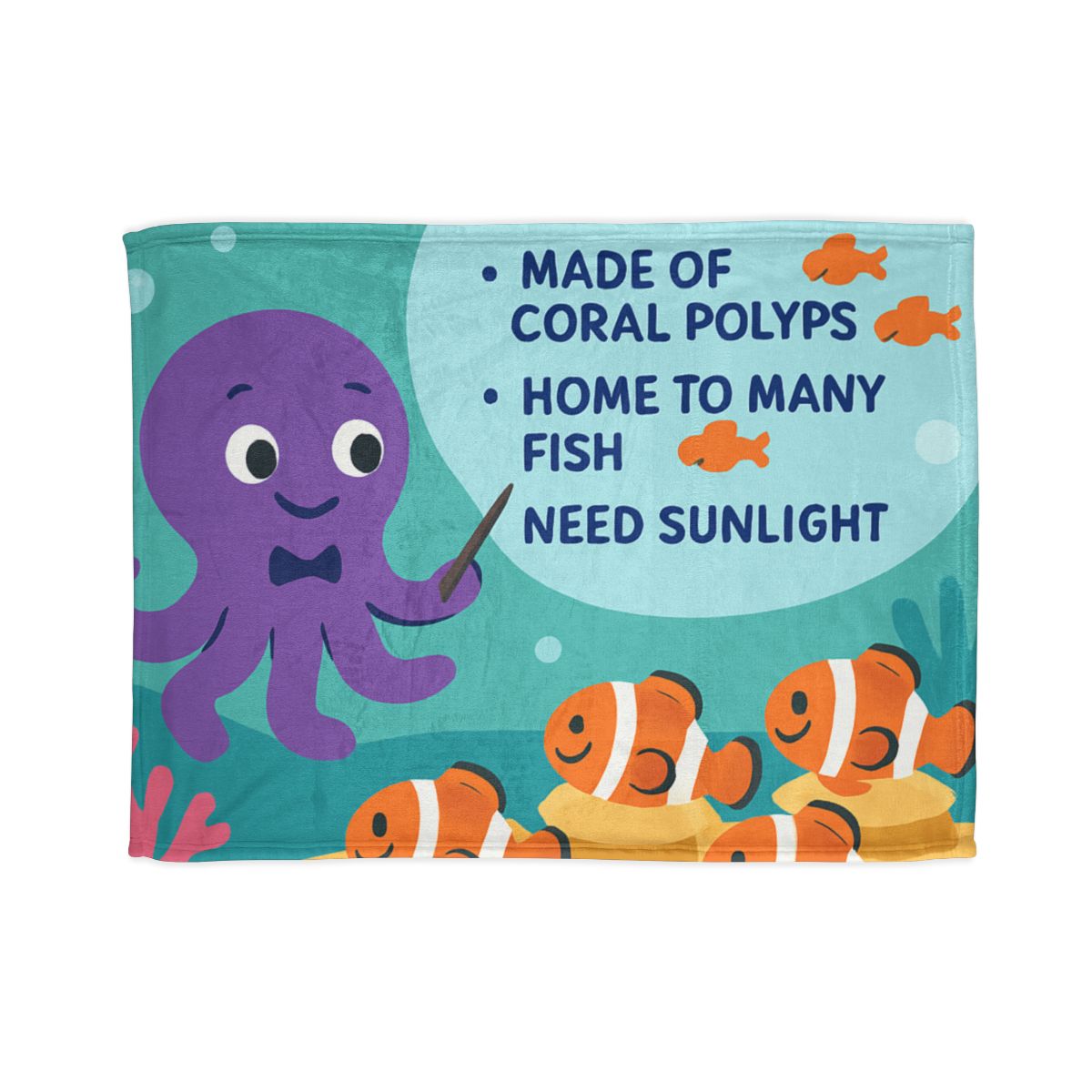 Coral Classroom With Professor Octopus warm winter blankets