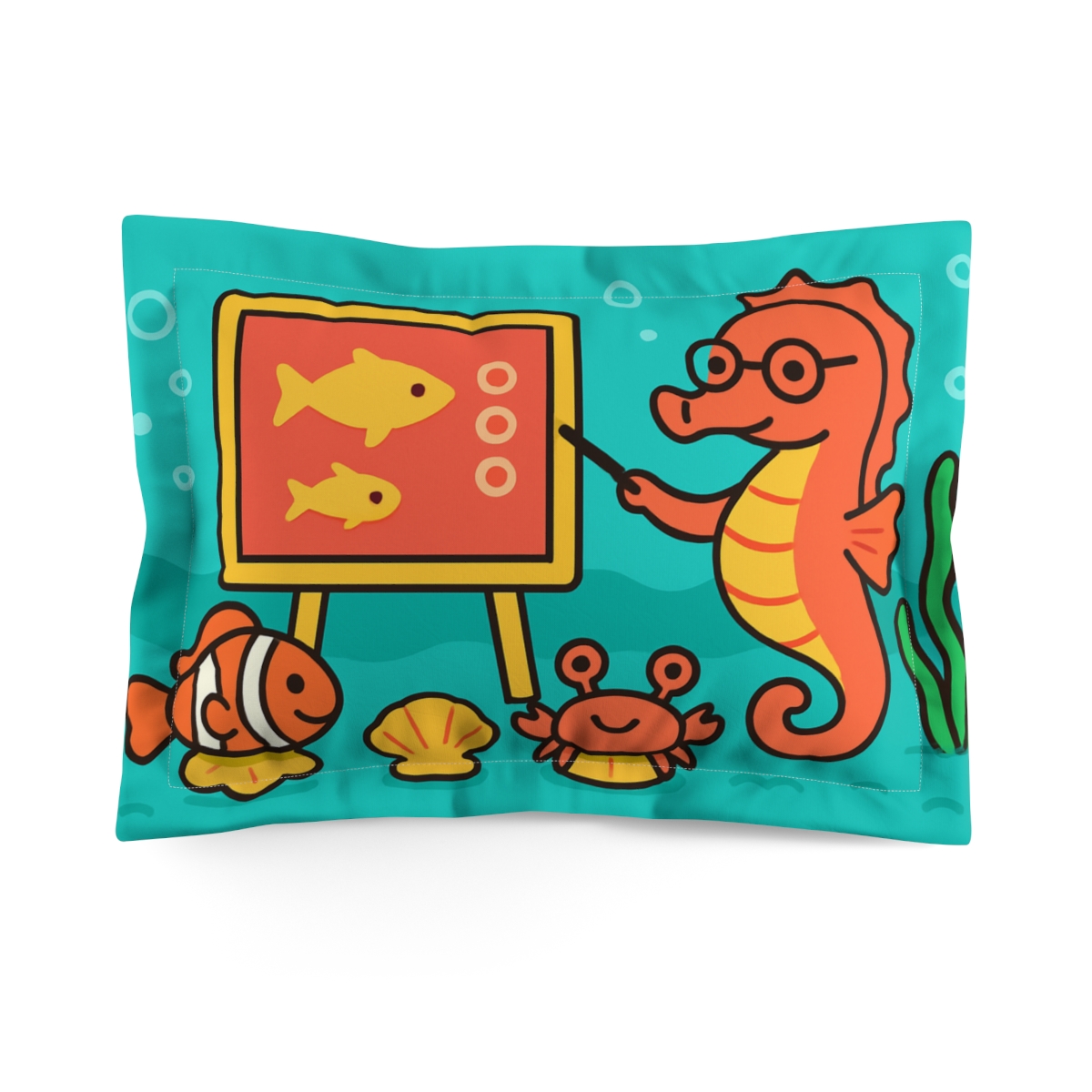 Coral Classroom With Professor Seahorse soft plush pillows