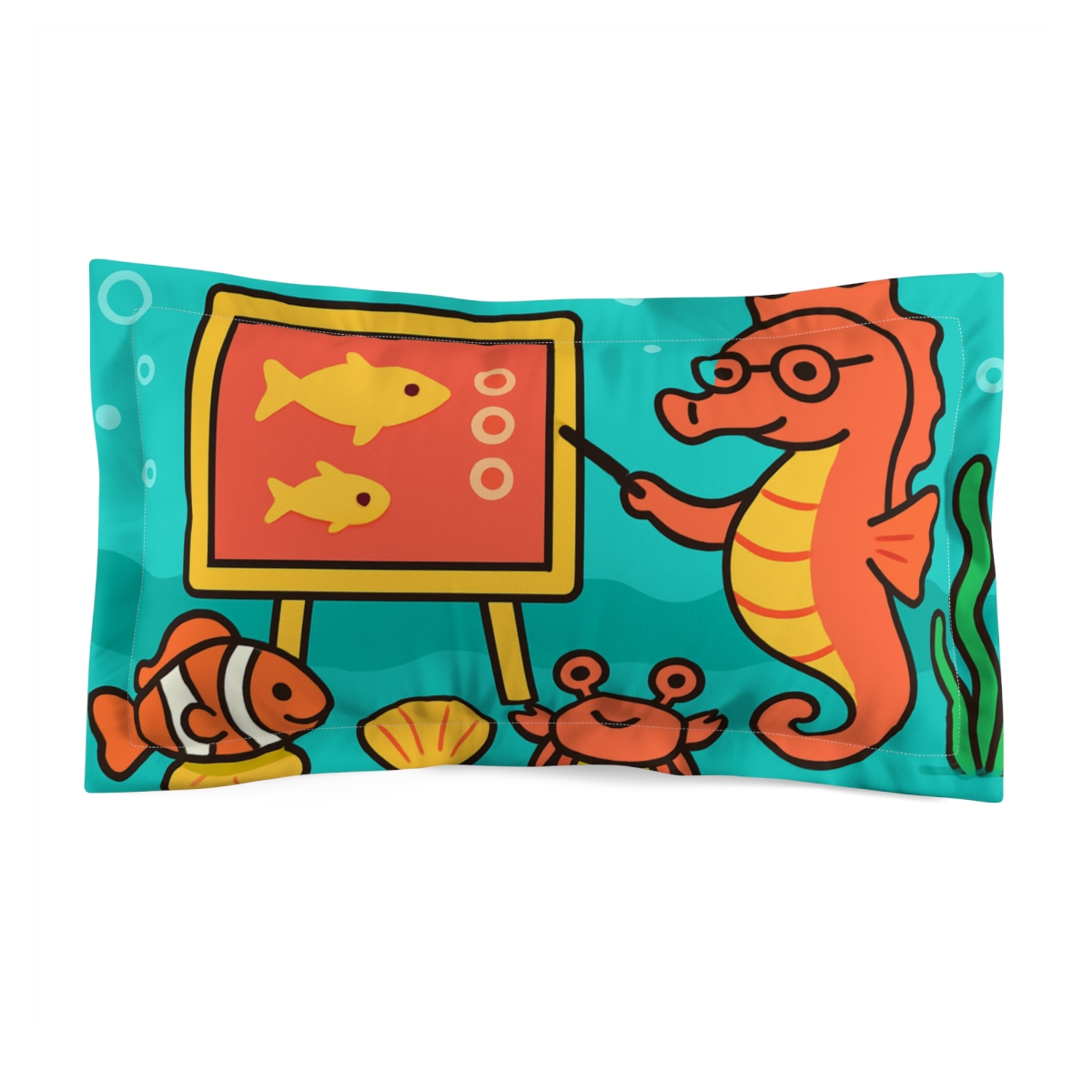 Coral Classroom With Professor Seahorse soft plush pillows