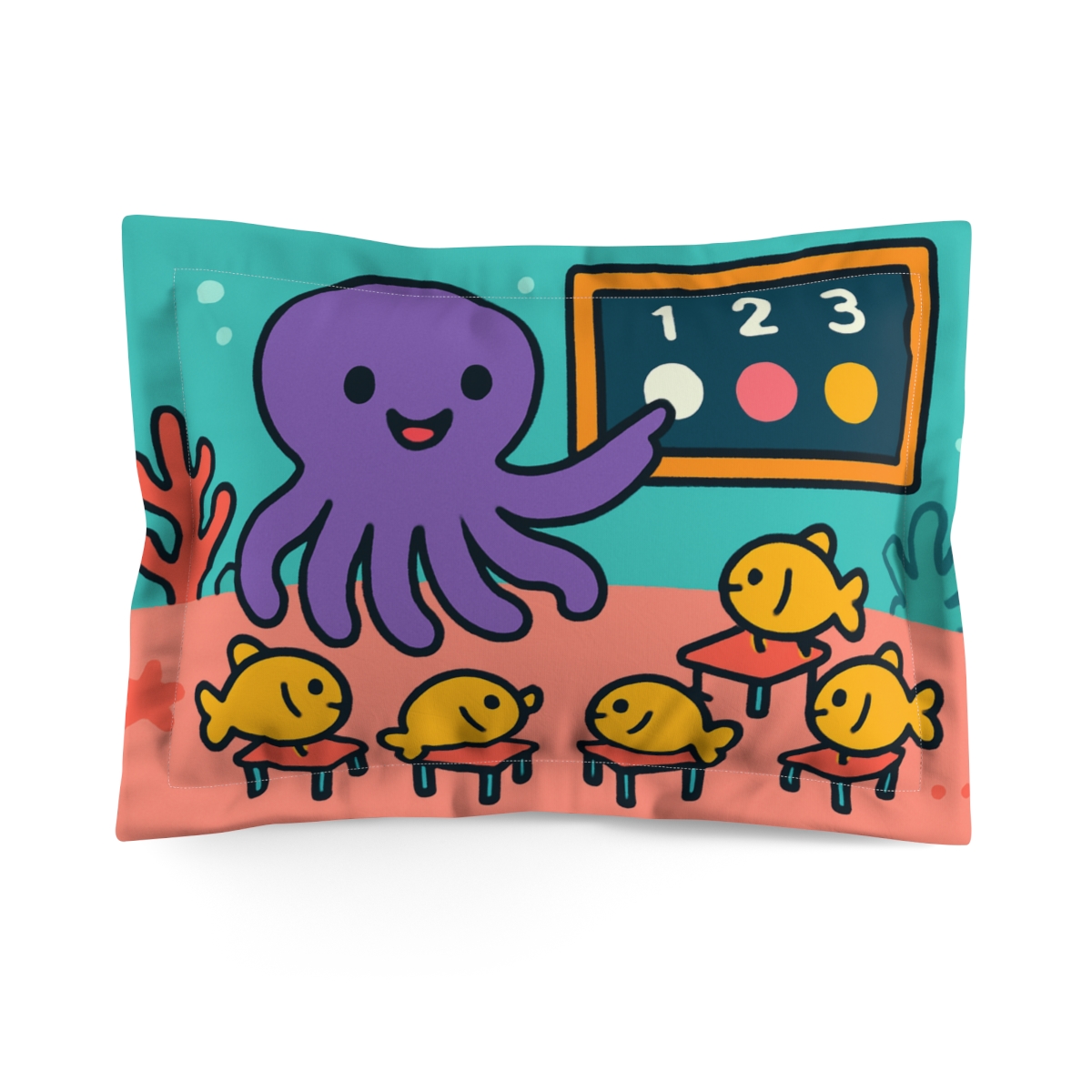 Coral Classroom With Teacher Octopus personalized decorative pillows
