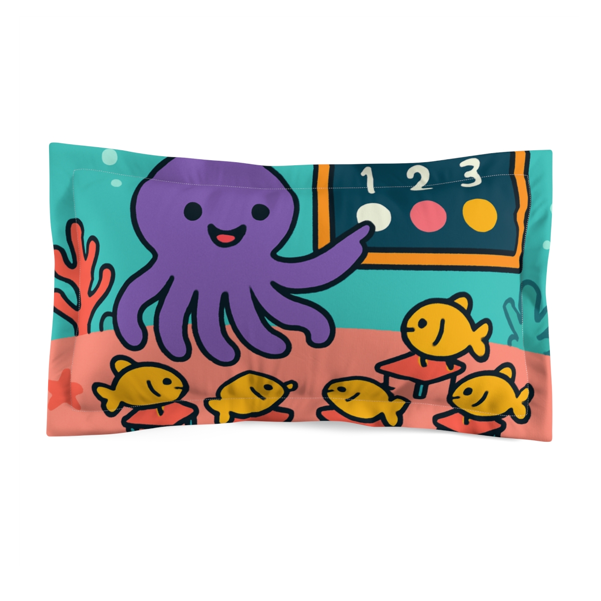 Coral Classroom With Teacher Octopus personalized decorative pillows