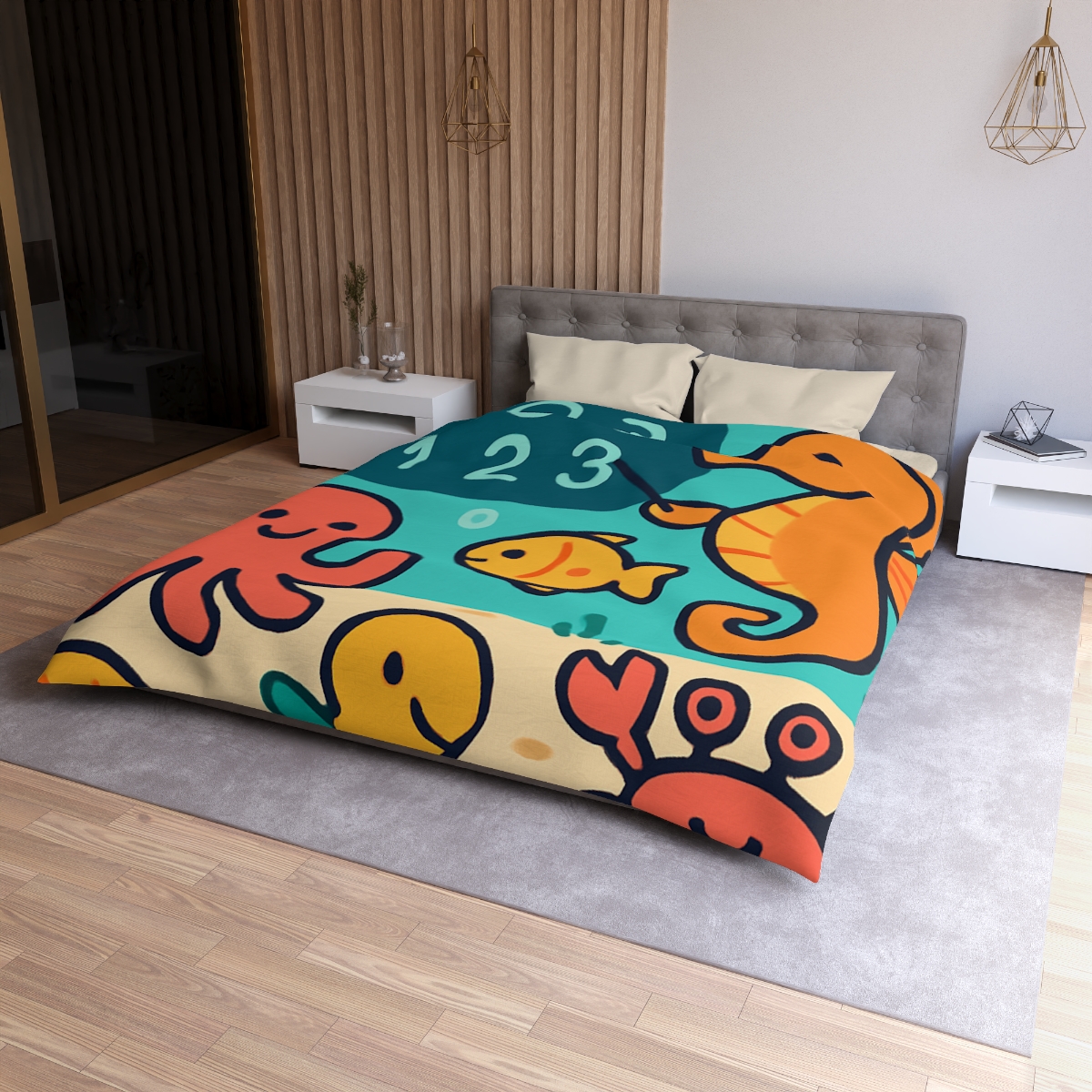 Coral Classroom With The Seahorse Teacher unique patterned duvets
