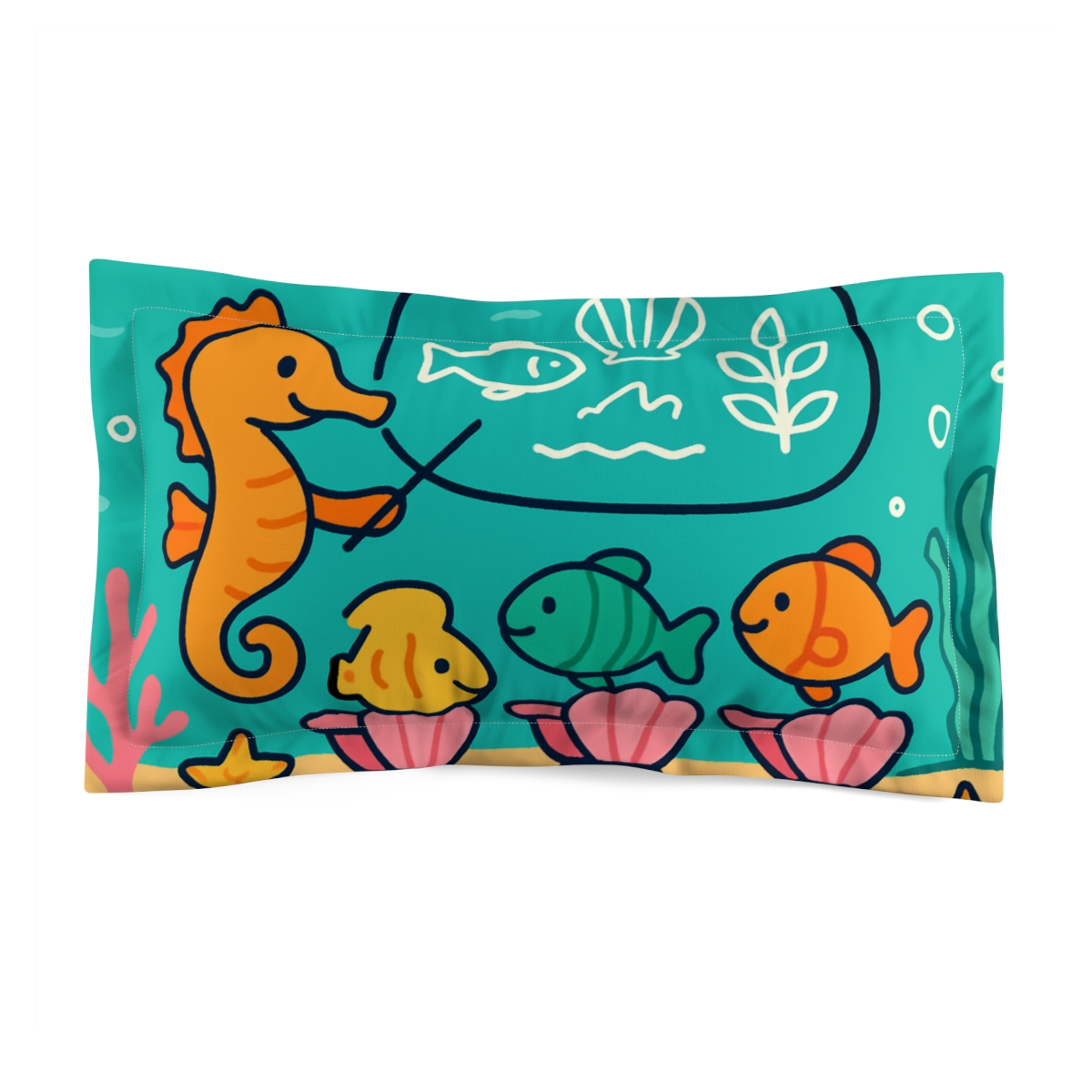 Coral Classroom With The Seahorse Teacher personalized decorative pillows