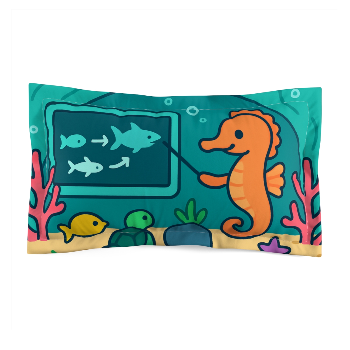 Coral Classroom With The Seahorse Teacher designer printed pillows