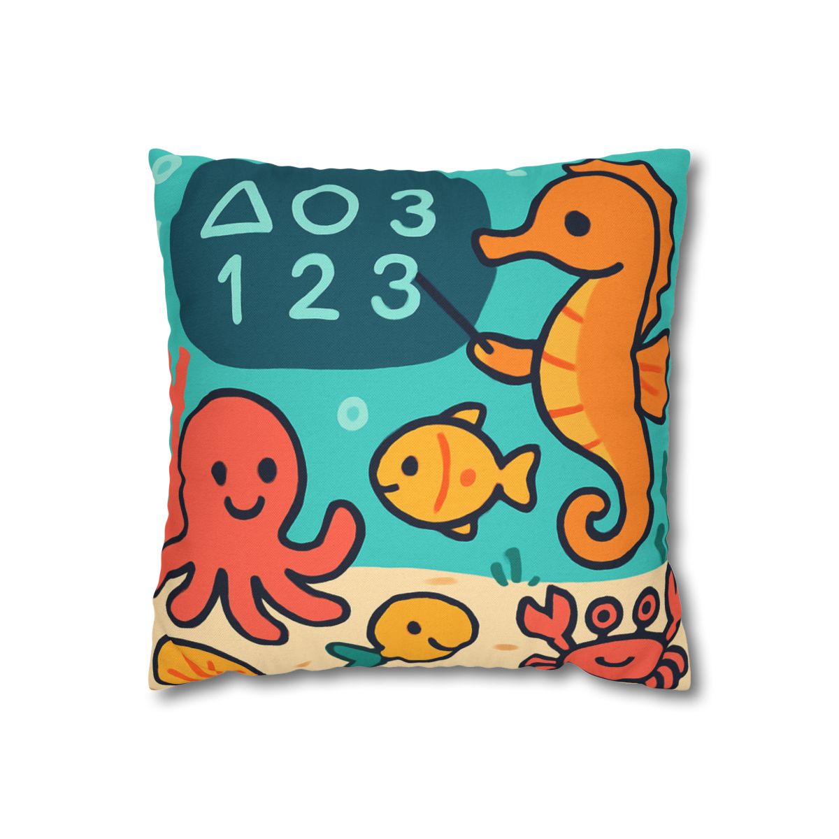 Coral Classroom With The Seahorse Teacher trendy patterned pillow cases