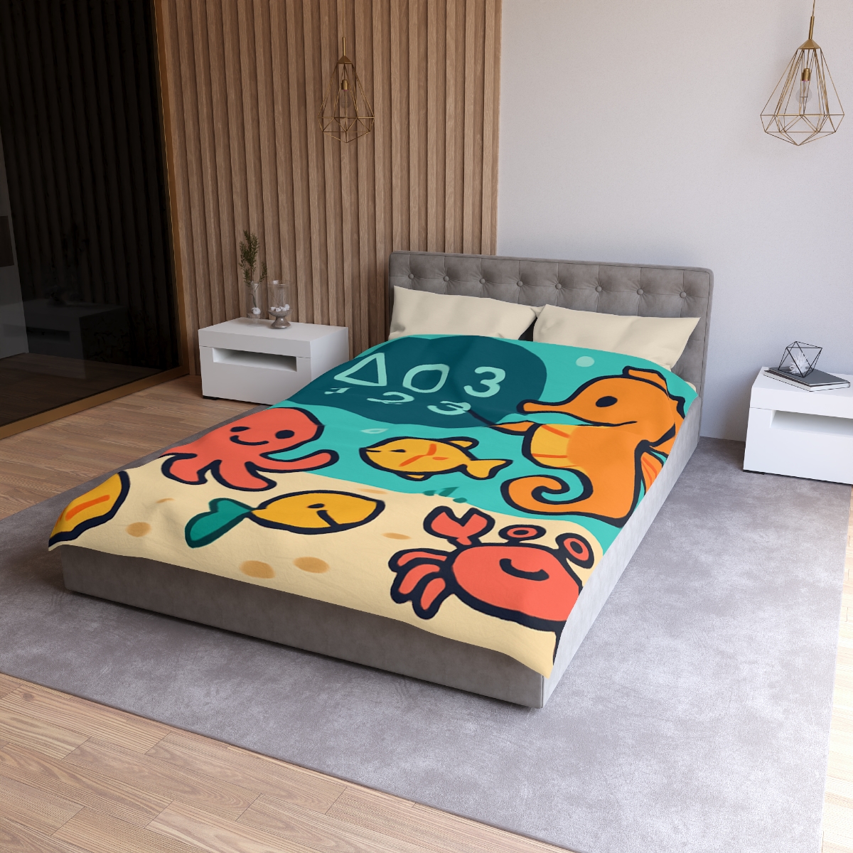 Coral Classroom With The Seahorse Teacher unique patterned duvets